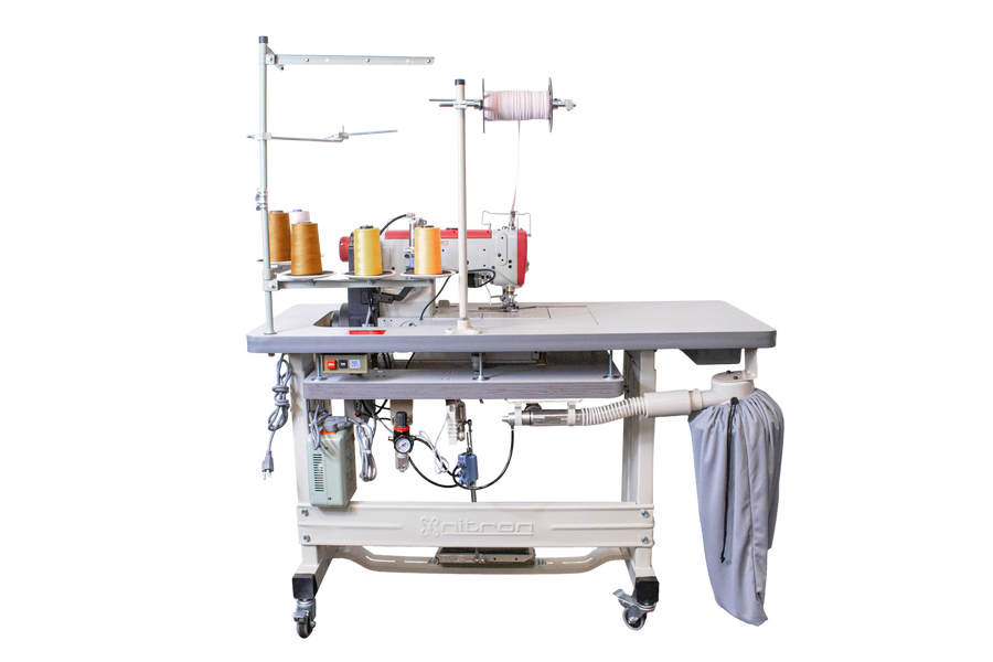 NT-500-05CB/E ELASTIC SETTING DEVICE W/FEEDING DEVICE DIRECT DRIVE 3 NEEDLE 5 THREADS RIGHT SIDE CUTTING EDGE COVERSTITCH SEWING MACHINE