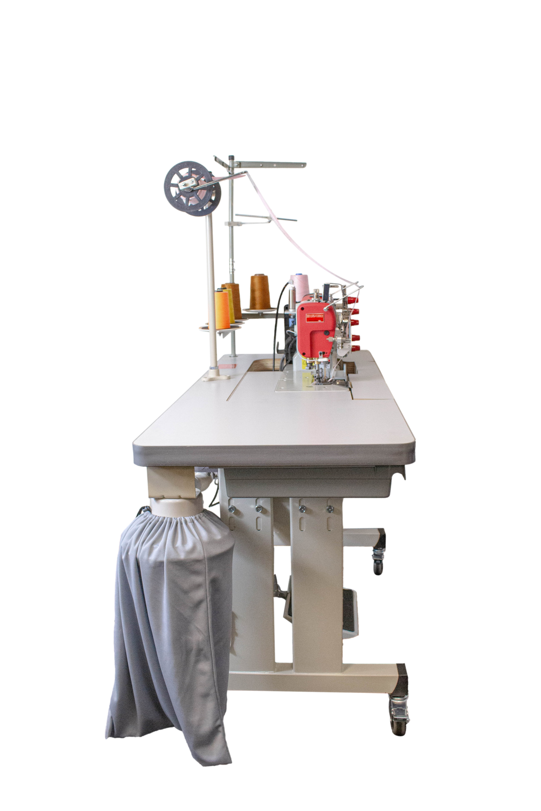 NT-500-05CB/E ELASTIC SETTING DEVICE W/FEEDING DEVICE DIRECT DRIVE 3 NEEDLE 5 THREADS RIGHT SIDE CUTTING EDGE COVERSTITCH SEWING MACHINE