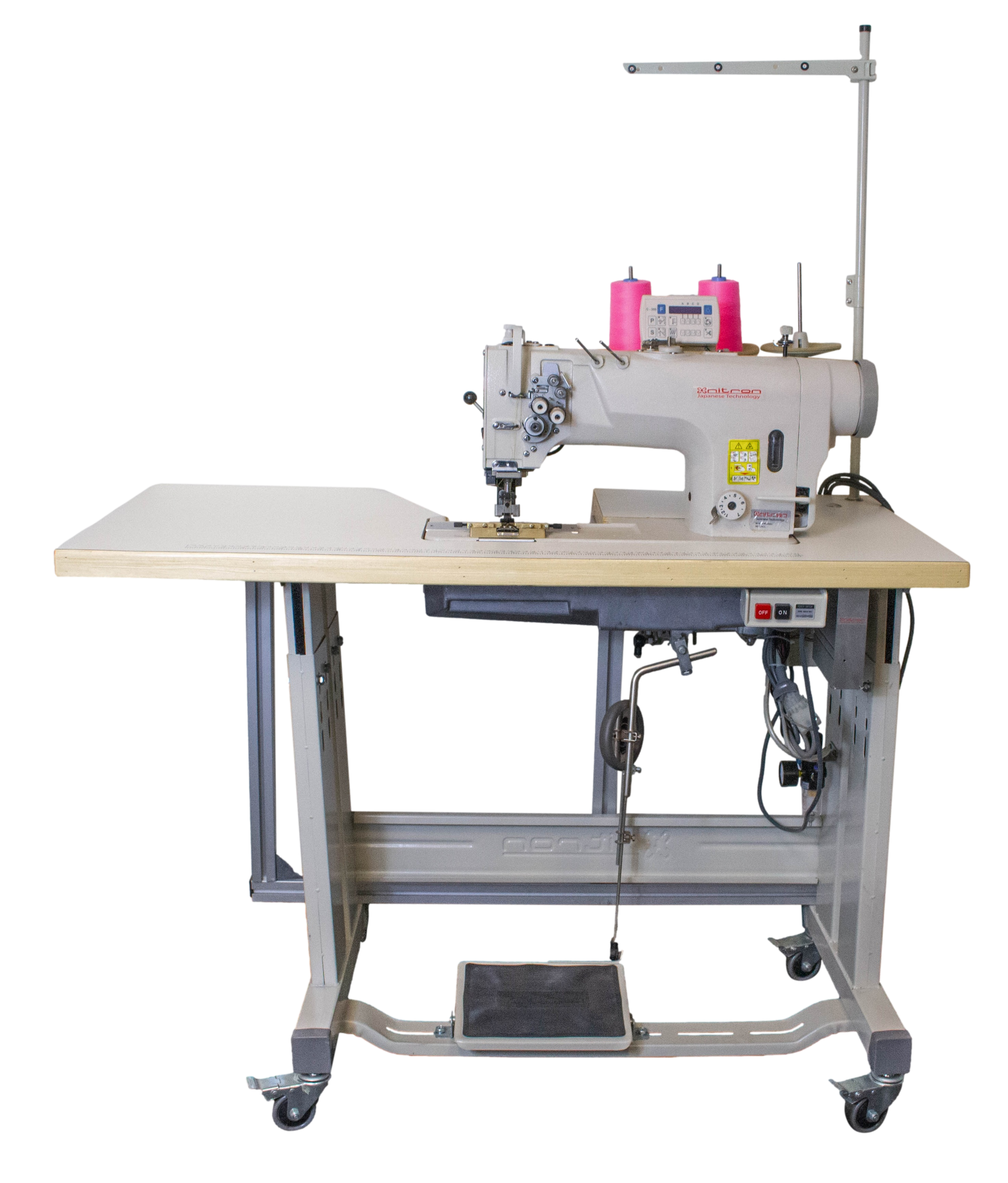 NT-8722-GS DOUBLE NEEDLE AUTOMATIC SEWING MACHINE W/ COPPER FOR HATS ...